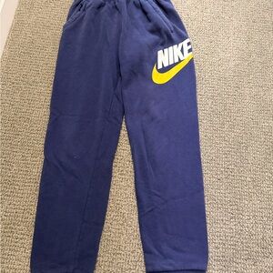 Nike Boys Navy Sweatpants with Yellow Swoosh